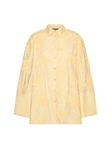 Koszula oversize Rotate Birger Christensen w kwiatki beżowa