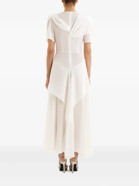 Rochie midi Post Meridiem drapată până la genunchi de costum alb