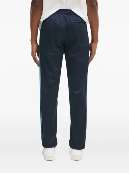 Pantaloni palazzo Adidas cu dungi plisat cu imagine albastru