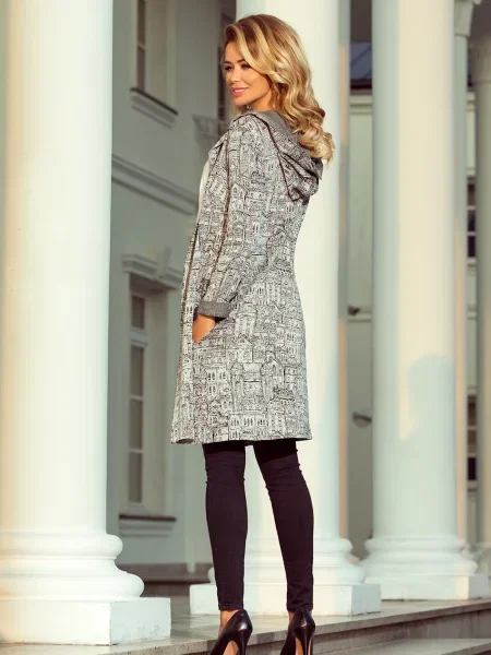 Cardigan Numoco cu glugă gri