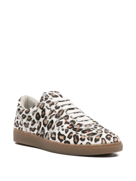 Sneakerși Msgm din piele cu imagine cu model leopard