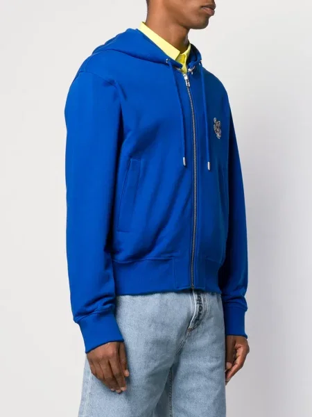 Bunda Kenzo s kapucí s tygřím vzorem modrá