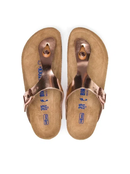 Кожени джапанки Birkenstock Gizeh дамски с равна подметка розово