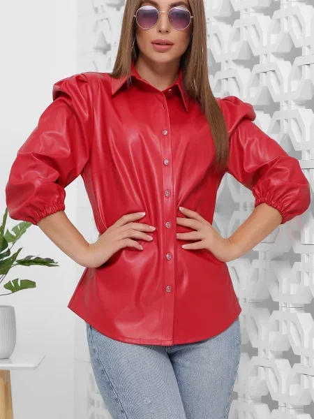 Блуза MarSe штучна шкіра червоний