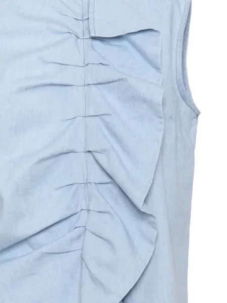 Bluzka Mazzarelli z falbankami niebieska