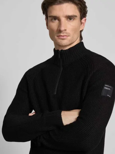 Bluza o kroju regular fit z kołnierzem i raglanowymi rękawami Tom Tailor Denim czarna
