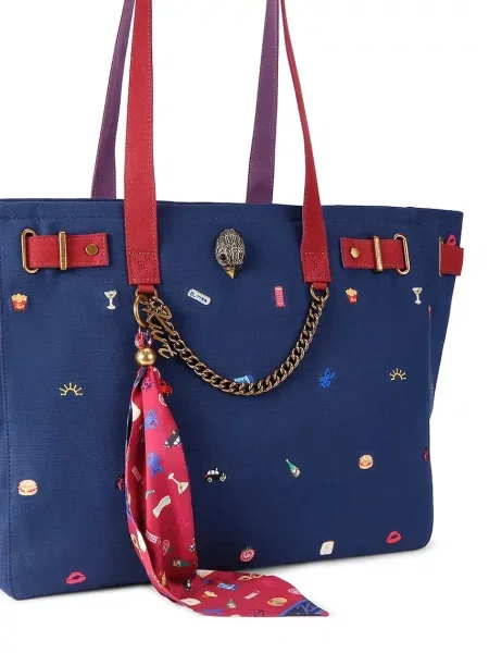 Kurt Geiger Geantă shopper + eșarfă pătrată Sloane albastru