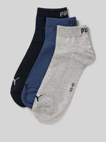 Skarpety do sneakersów z logo w zestawie 3 szt. Puma szare