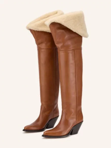 Chloé Kozačky Nad Kolena ginger brown hnědé