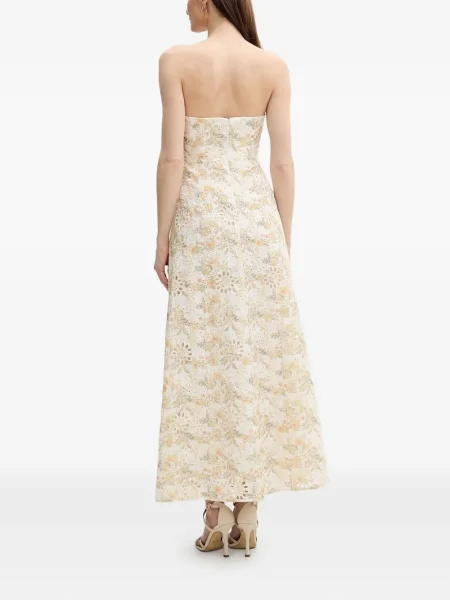 Rochie maxi Bardot cu model floral de costum