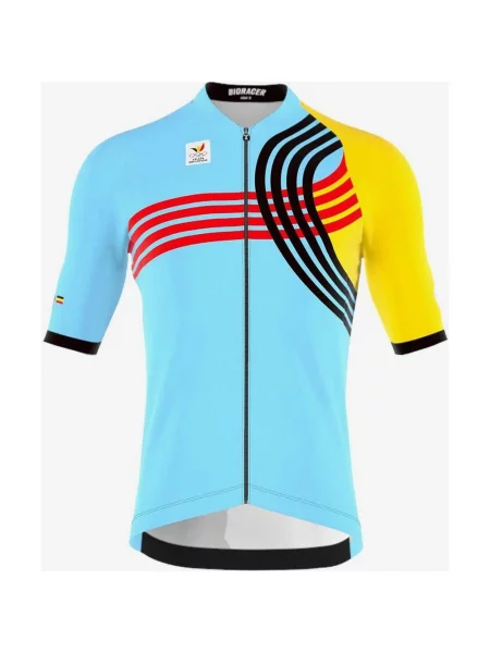 Koszulka rowerowa Bioracer Boic Olympics Paris krótki rękaw niebiesko-żółta XS niebieska