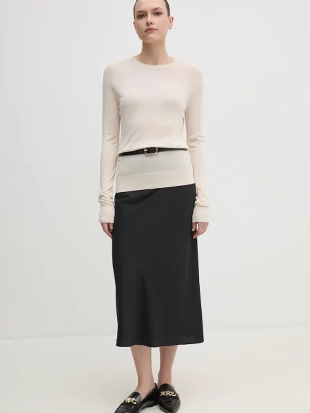Pulover s primesjo svile Calvin Klein bež