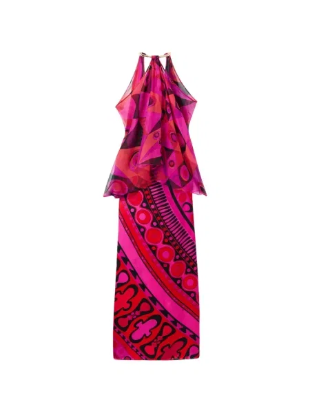 Rochie Pucci din satin cu imagine roz
