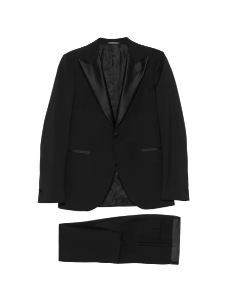 Szatén öltöny Emporio Armani hajtókával fekete