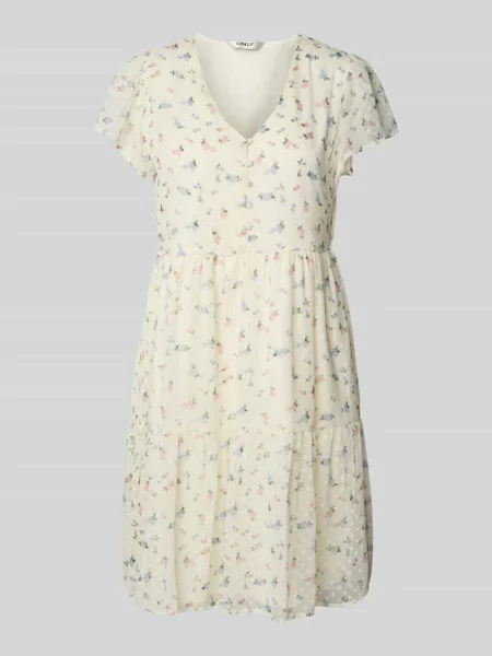 Sukienka szyfonowa taliowana z fakturą dobby model ‘AIDA ELISA’ Only biała