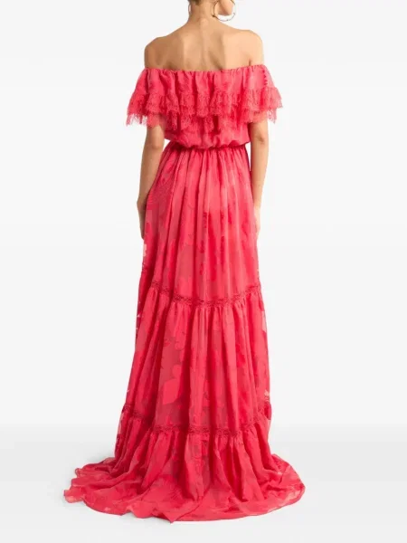 Rochie Etro cu model floral din jacard de costum roșu