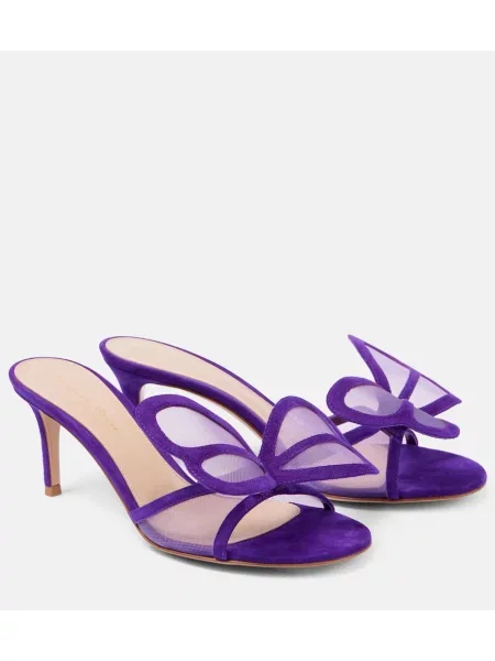 Mules Gianvito Rossi iz semiša vijolična