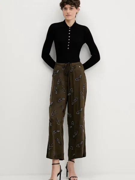 Pedro del Hierro spodnie proste high waist zielone