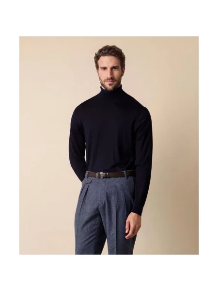 Sweter z golfem Brooks Brothers wełniany niebieski