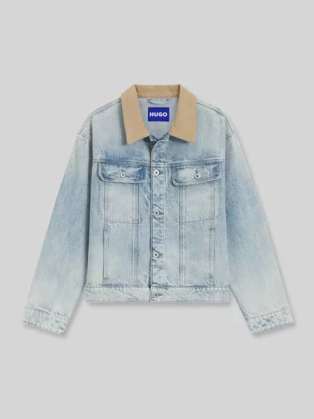 HUGO Blue kurtka jeansowa Erlo niebieska
