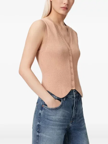 Top Allsaints tricotate cu decolteu în V roz