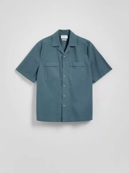 Reserved Cămașă regular cu adaos de in albastru-verzui albastru