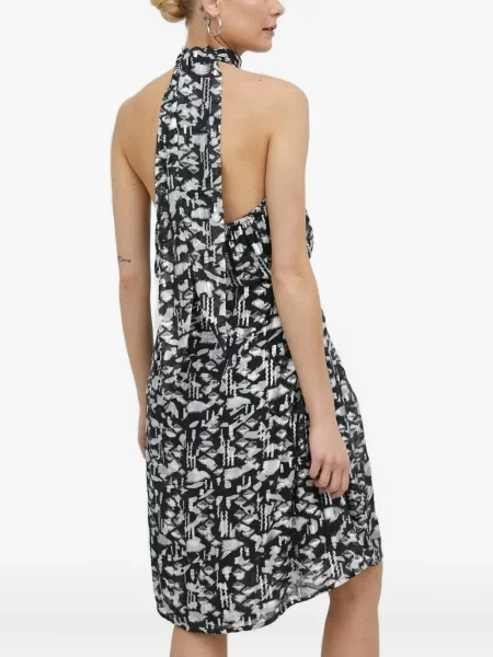 Rochie midi Bruuns Bazaar cu imagine cu imprimeu abstract până la genunchi negru