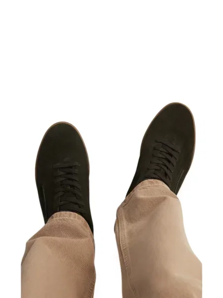 Sneakerși Zegna din piele de căprioară verde