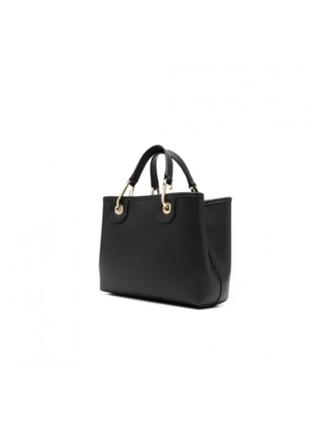 Torebka crossbody Emporio Armani z magnetycznym zapięciem skórzana czarna