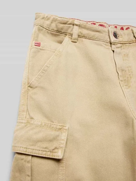 Spodnie cargo o luźnym kroju z detalem z logo Hugo beżowe