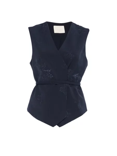 Vestă Twinset cu broderie cu model floral albastru