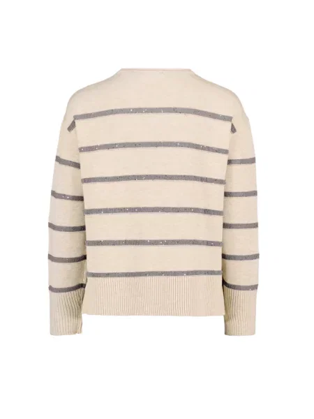 Sweter Betty Barclay w paski z dżerseju z paskiem beżowy