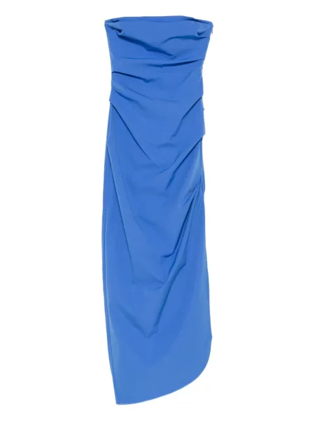 Rochie maxi Sir drapată de costum albastru