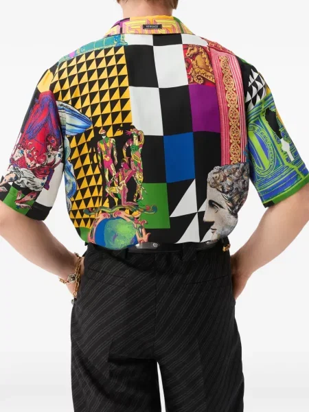 Cămașă Versace de mătase negru