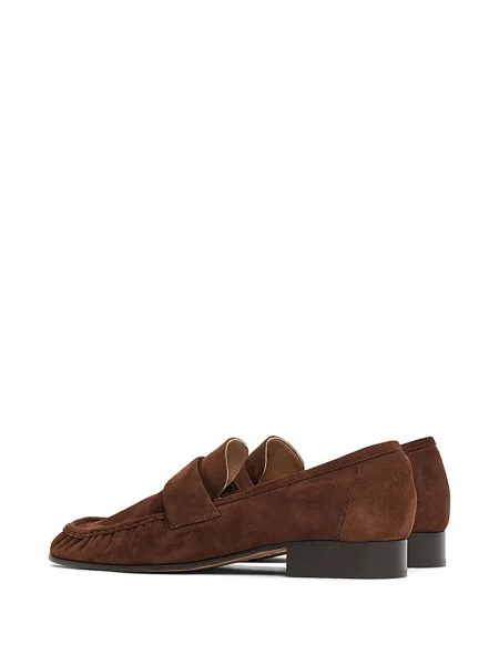 Pantofi loafer Mansur Gavriel din piele de căprioară cu volane maro