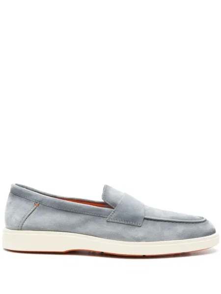 Pantofi loafer Santoni din piele de căprioară albastru