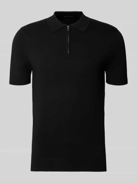 Koszulka polo o kroju slim fit z mieszanki z elastycznymi wykończeniami Antony Morato czarna