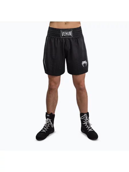 Pantaloni scurți de box pentru bărbați Venum Stealth Boxing black/white alb