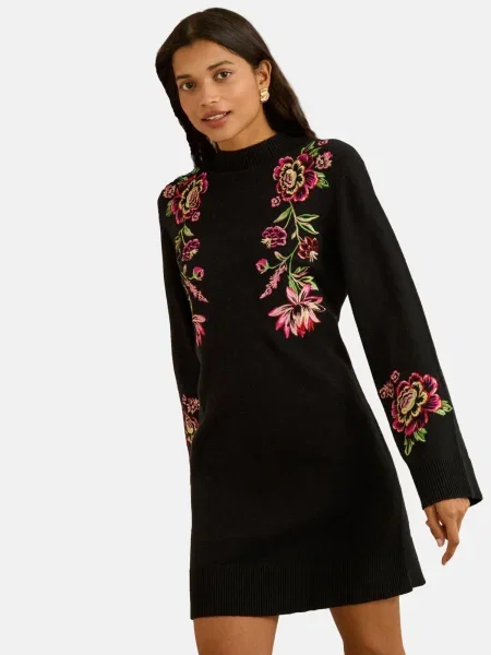 Love & roses Pletena obleka svetlo zelena / roza / rosé črna