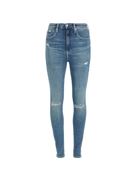 Blugi skinny Calvin Klein Jeans cu talie înaltă albastru