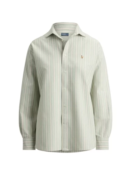 Lanena ošišano polo majica Polo Ralph Lauren s printom siva