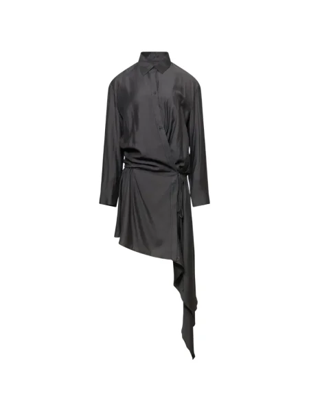 Mała sukienka koszulowa Ych asymetryczna garniturowa szara