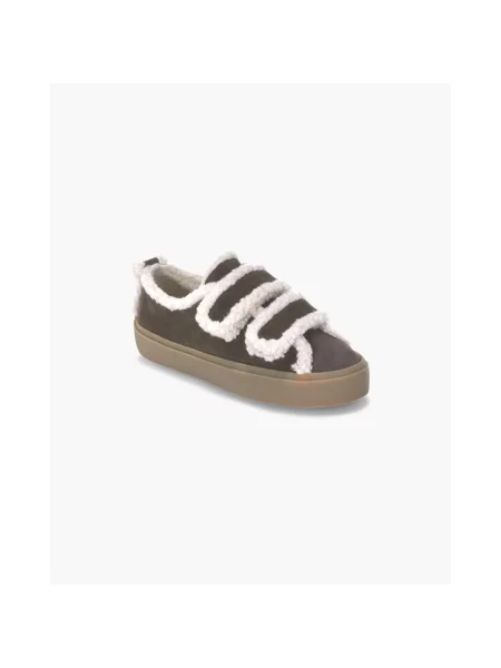 Inuikii sneakersy zamszowe Shearling Low Velcro brązowe