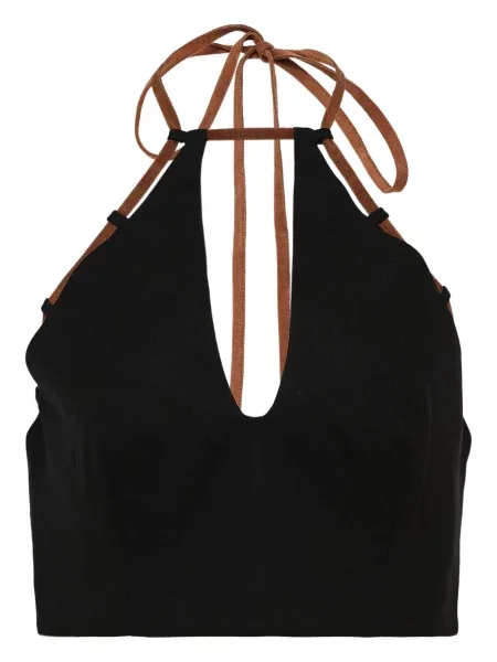 Top Alexia cu gât halter negru