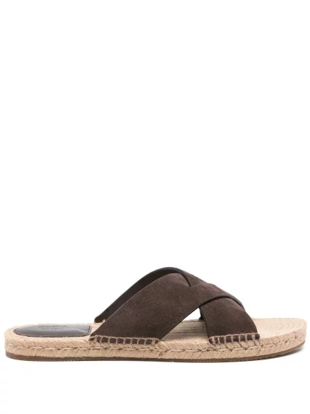 Espadrile Zegna din piele de căprioară slip-on maro