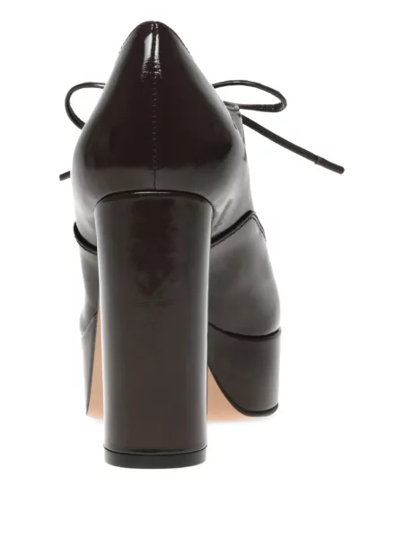 Botine Gianvito Rossi cu șireturi cu platformă din dantelă negru