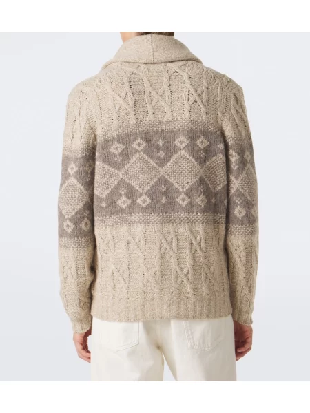 Cardigan Brunello Cucinelli de lână bej