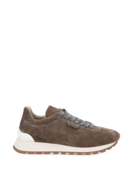 Sneakerși Brunello Cucinelli din piele de căprioară maro