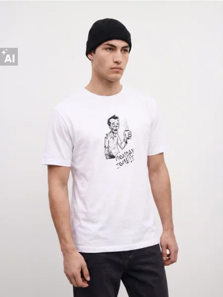 Košile Sinsay s potiskem bílá