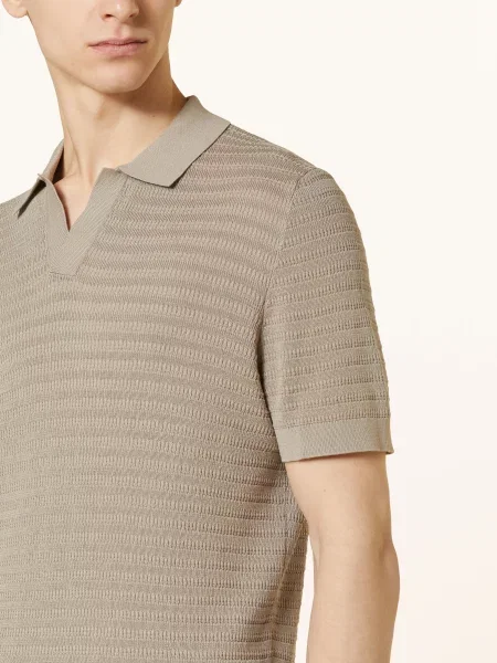 Koszulka polo z dzianiny o kroju slim fit z fakturowanym wzorem model BRAIAN' Drykorn beżowa
